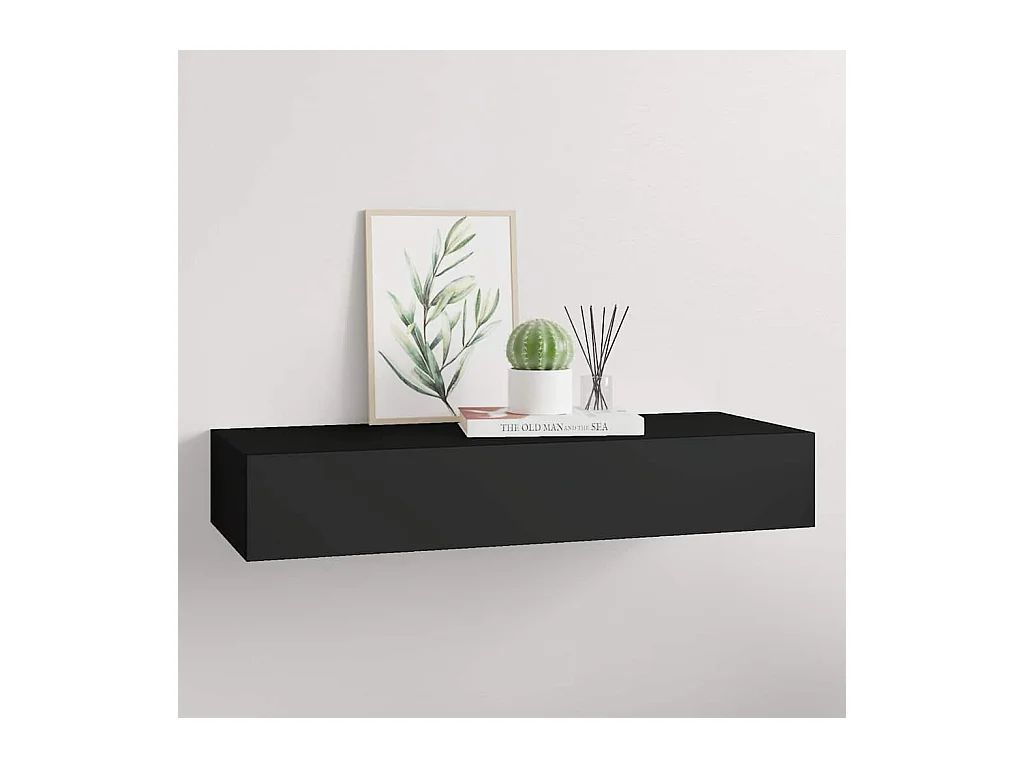 Wandschap met lade 60x23,5x10 cm MDF zwart