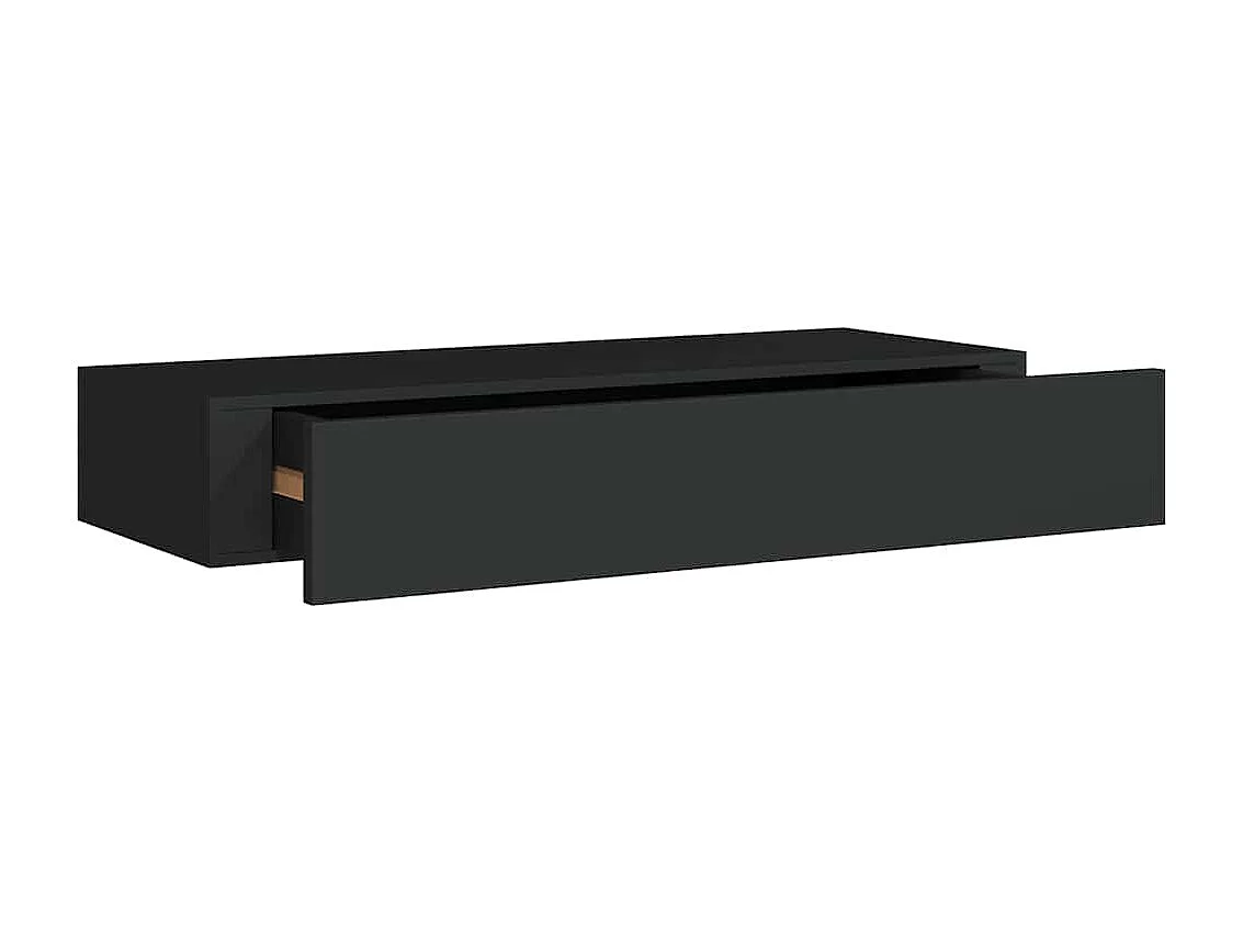 Wandregal mit Schublade Schwarz 60x23,5x10 cm MDF