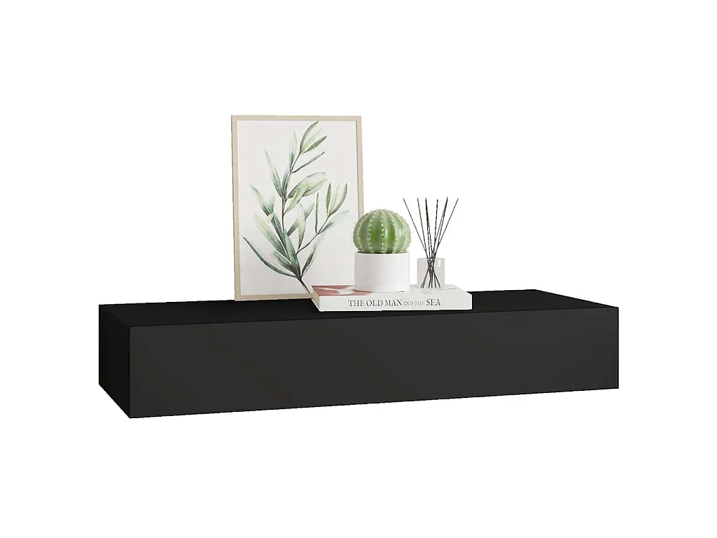 Wandregal mit Schublade Schwarz 60x23,5x10 cm MDF