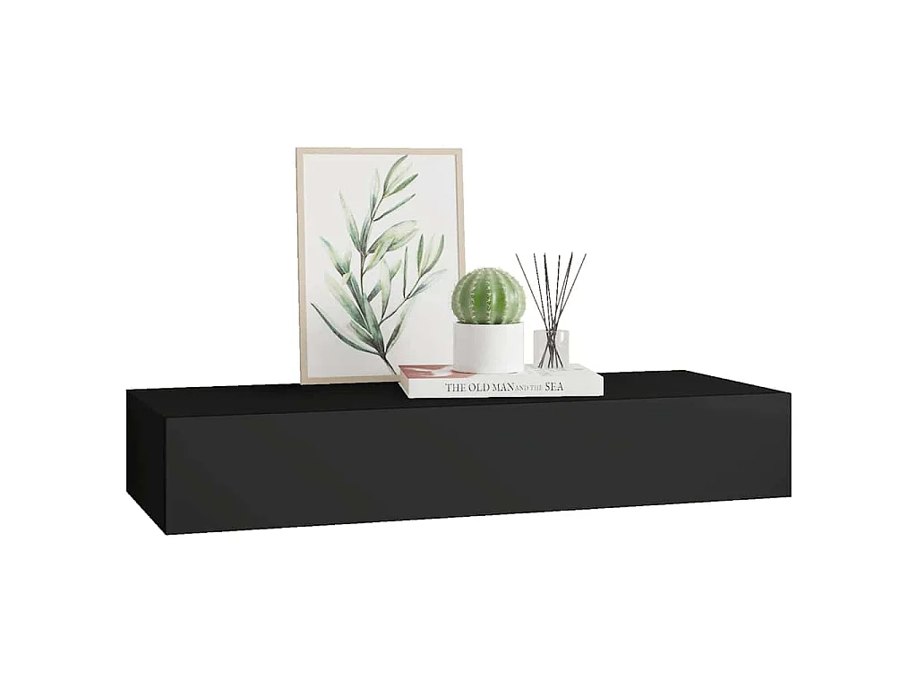 Wandregal mit Schublade Schwarz 60x23,5x10 cm MDF