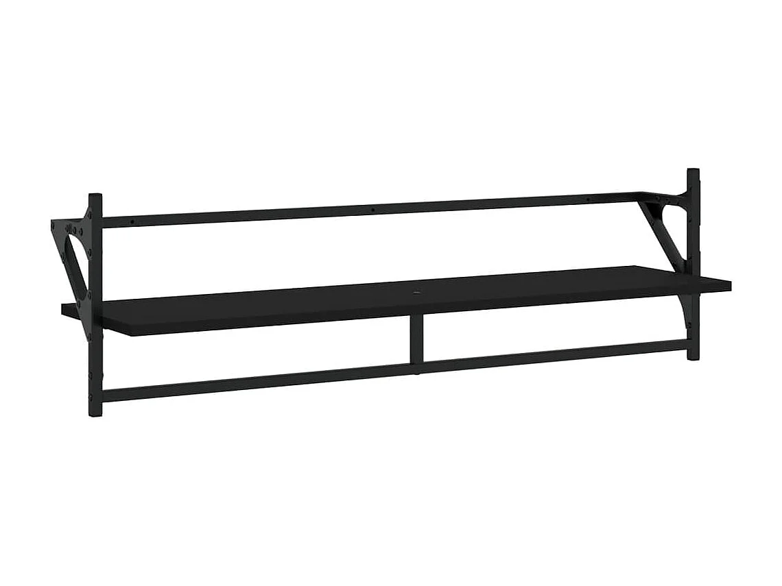 Wandregale mit Stangen 2 Stk. Schwarz 100x25x30 cm