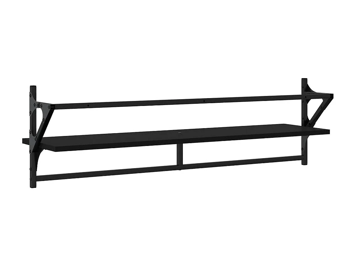Wandregale mit Stangen 2 Stk. Schwarz 100x25x30 cm