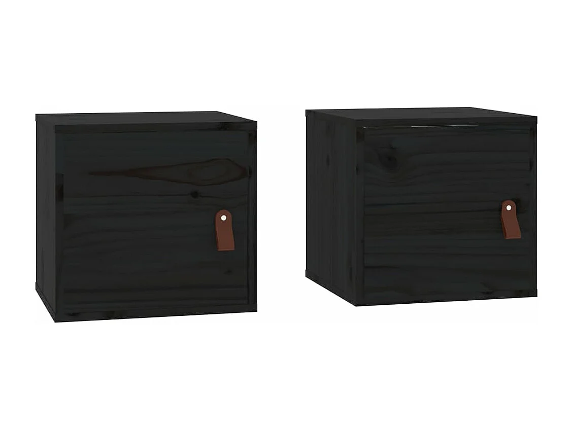 Armoires murales 2 pcs Noir 31,5x30x30 cm Bois de pin massif