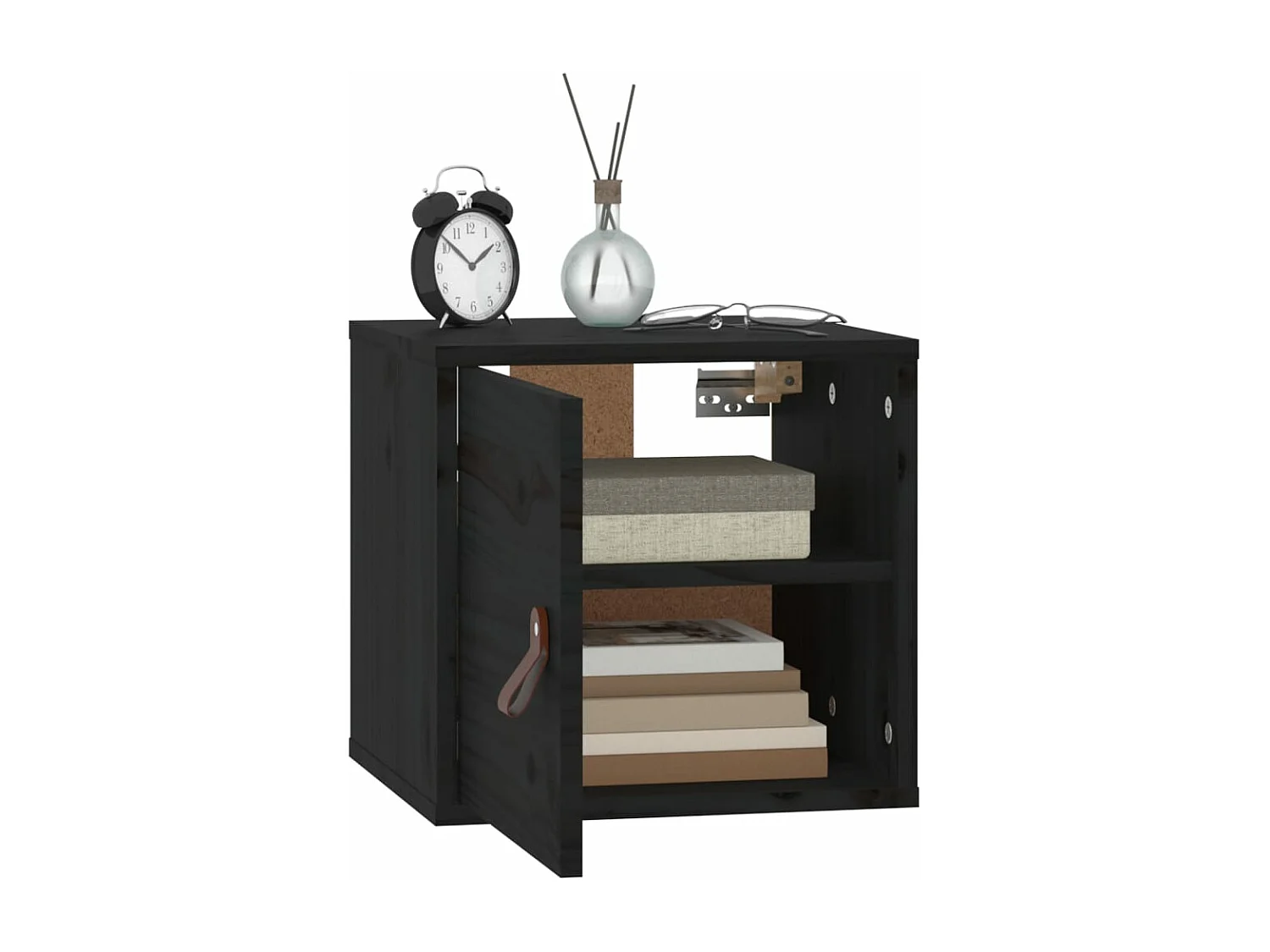 Armoires murales 2 pcs Noir 31,5x30x30 cm Bois de pin massif