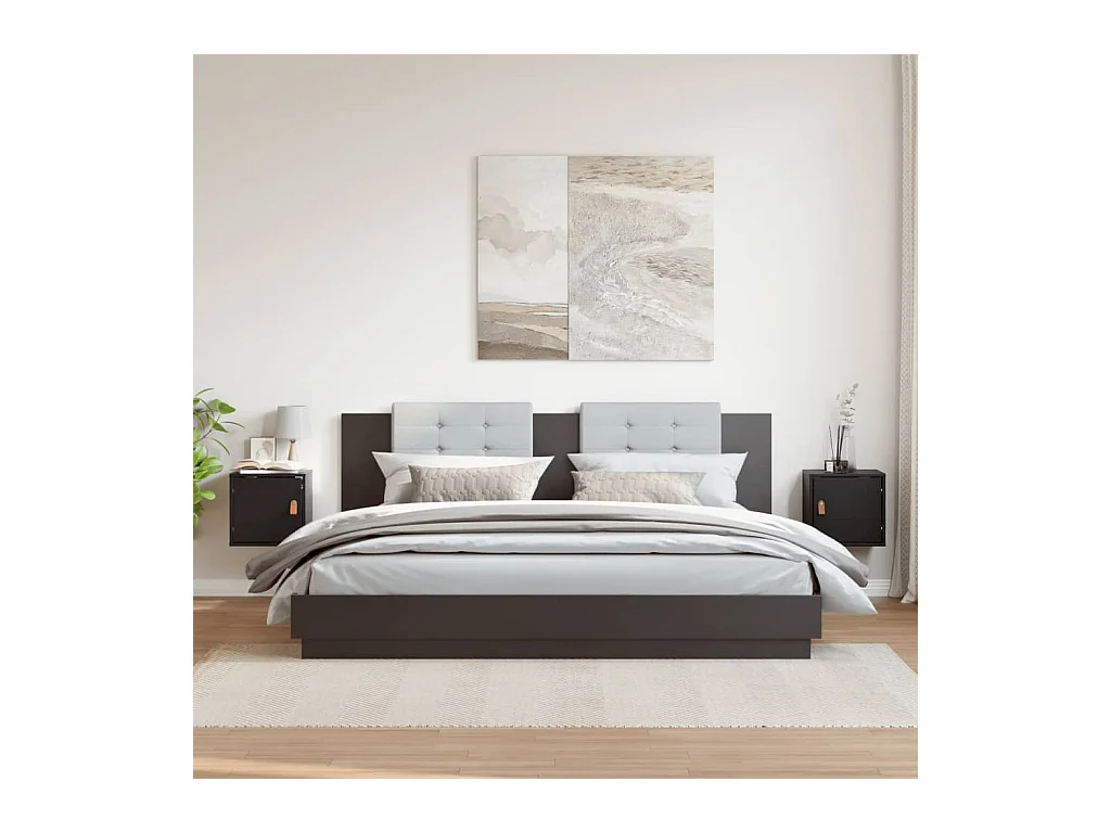 Armoires murales 2 pcs Noir 31,5x30x30 cm Bois de pin massif
