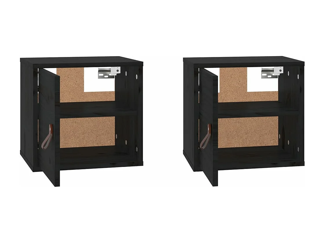Armoires murales 2 pcs Noir 31,5x30x30 cm Bois de pin massif