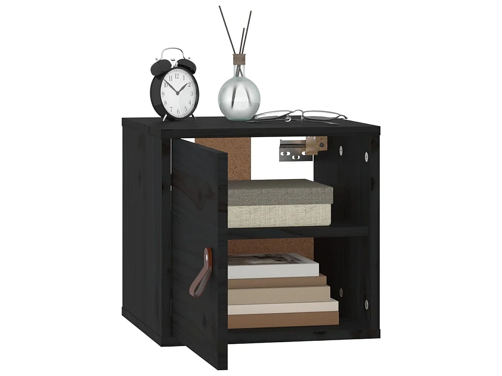 Wandkasten 2 st 31,5x30x30 cm massief grenenhout zwart