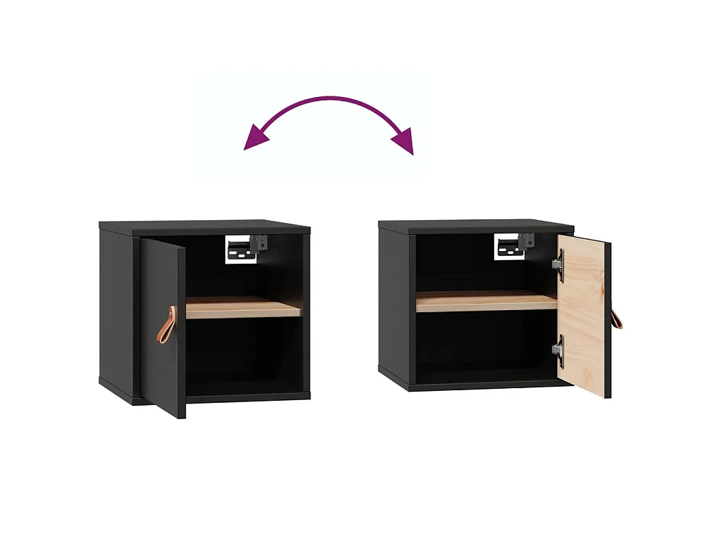 Wandkasten 2 st 31,5x30x30 cm massief grenenhout zwart