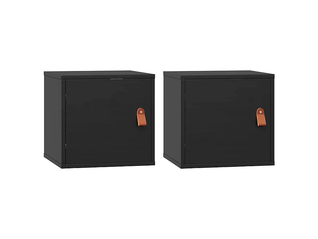 Armoires murales 2 pcs Noir 31,5x30x30 cm Bois de pin massif