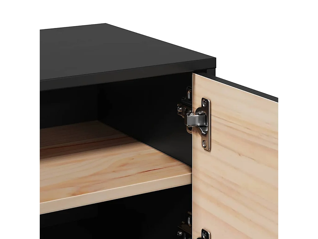 Armoires murales 2 pcs Noir 31,5x30x30 cm Bois de pin massif