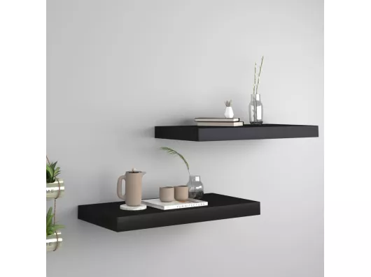 Kauf Unique Schweberegale 2 Stk. Schwarz 50x23x3,8 cm MDF