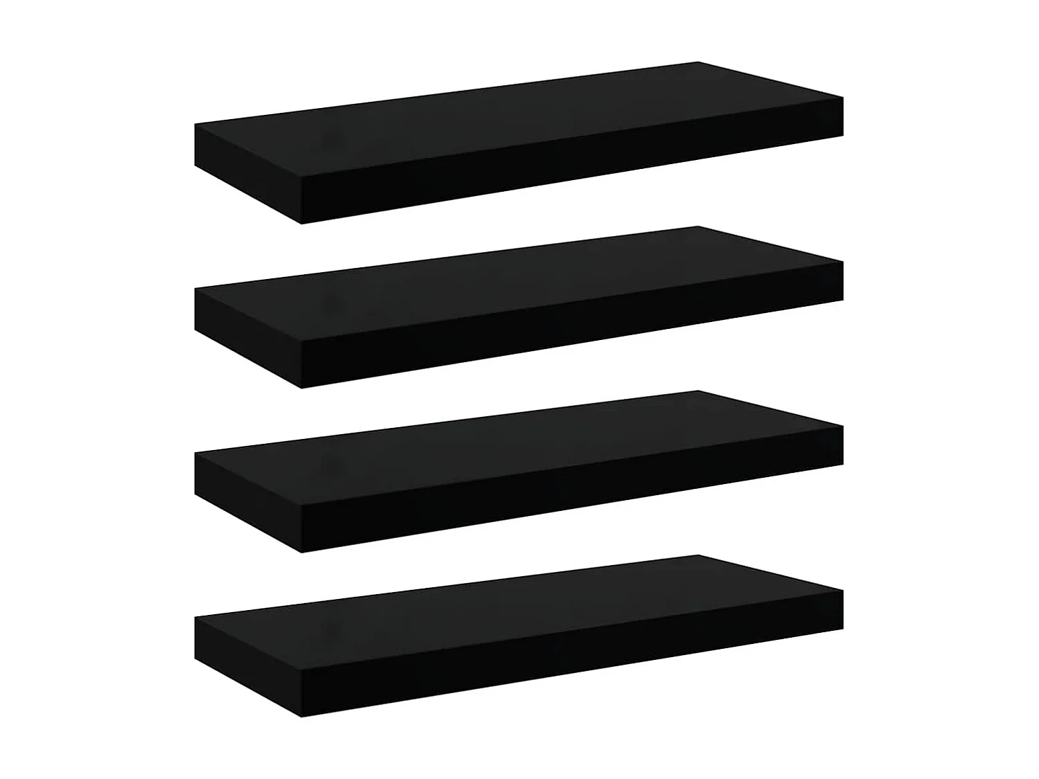 Étagère murale flottante 4 pcs Noir brillant 60x23,5x3,8 cm MDF
