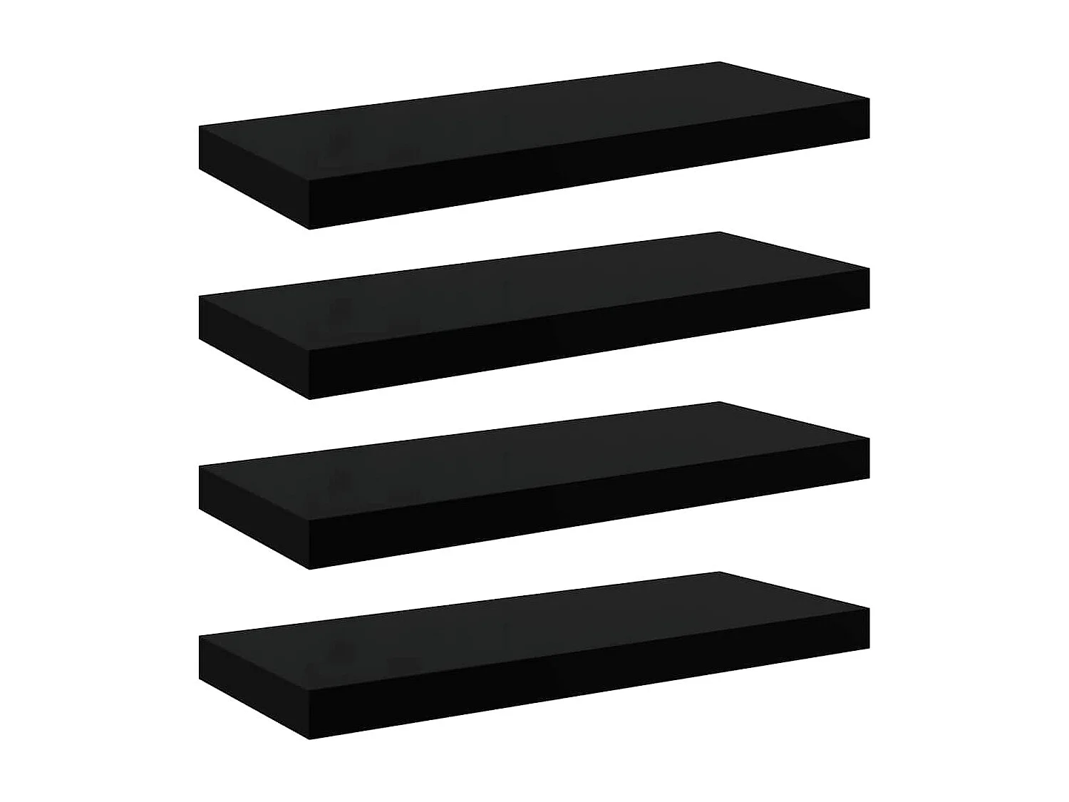 Étagère murale flottante 4 pcs Noir brillant 60x23,5x3,8 cm MDF