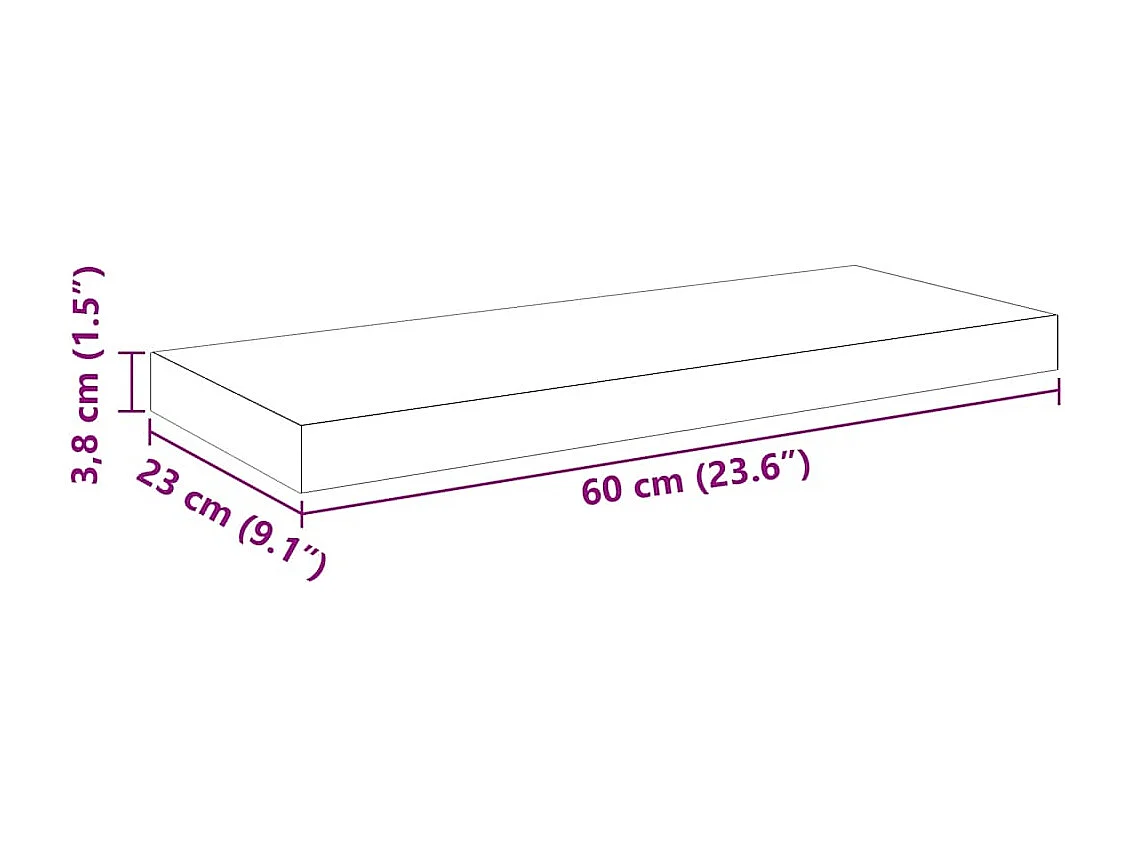Étagère murale flottante 4 pcs Noir brillant 60x23,5x3,8 cm MDF