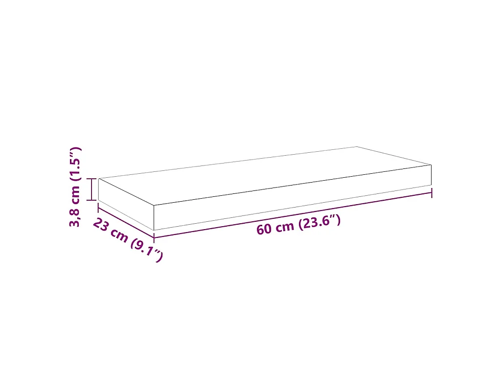 Wandschappen zwevend 4 st 60x23,5x3,8 cm MDF hoogglans zwart