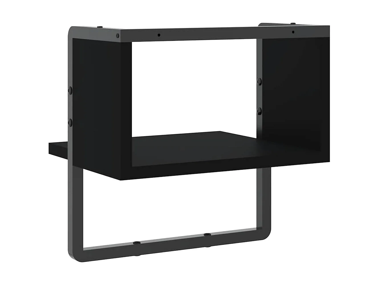 Étagère murale avec barre noir 30x25x30 cm