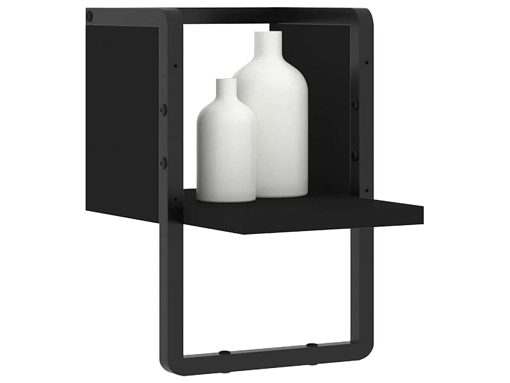 Étagère murale avec barre noir 20x25x30 cm