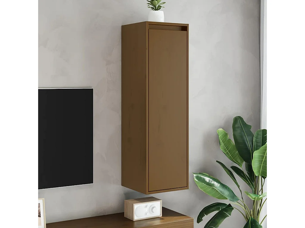 Wandschrank Honigbraun 30x30x100 cm Massivholz Kiefer