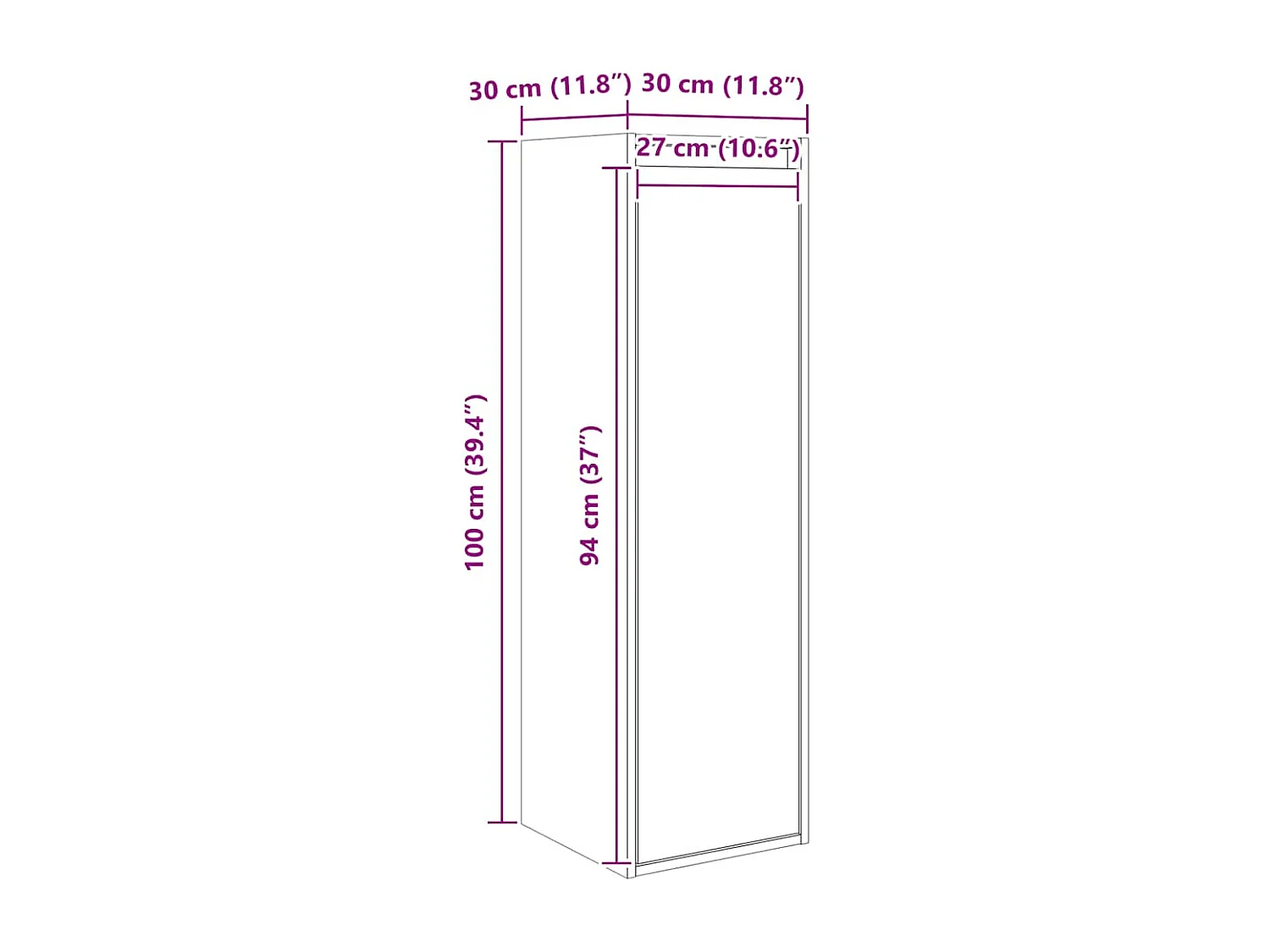 Armoire murale Marron miel 30x30x100 cm Bois de pin massif