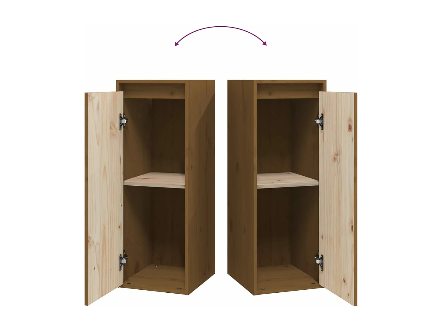 Armoires murales 2pcs Marron miel 30x30x80cm Bois de pin massif