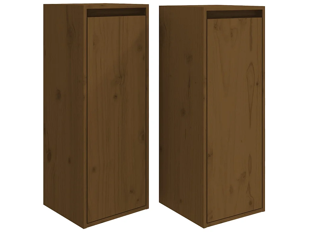 Armario de pared 2 uds madera de pino marrón miel 30x30x80 cm