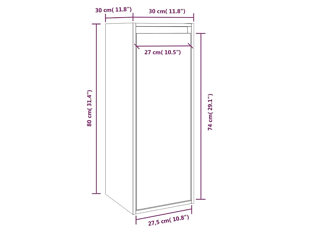 Armario de pared 2 uds madera de pino marrón miel 30x30x80 cm