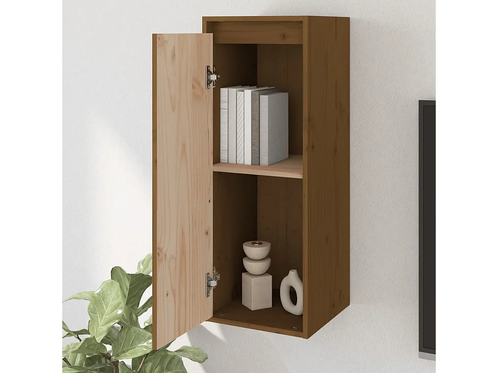 Armario de pared 2 uds madera de pino marrón miel 30x30x80 cm