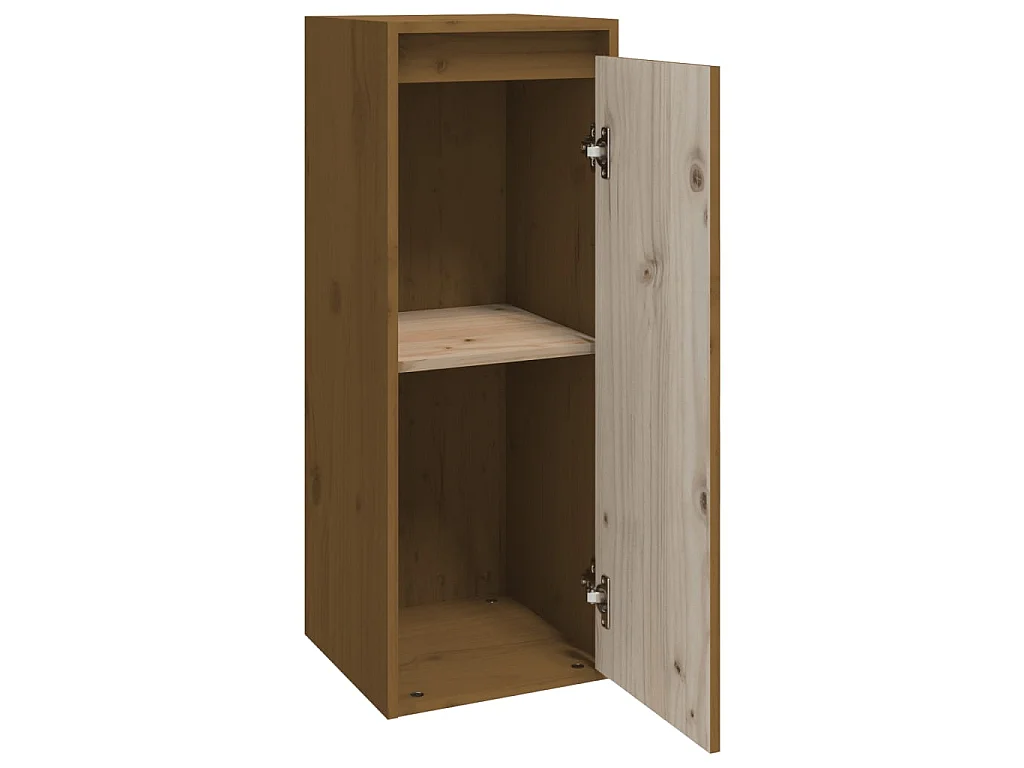 Armario de pared 2 uds madera de pino marrón miel 30x30x80 cm