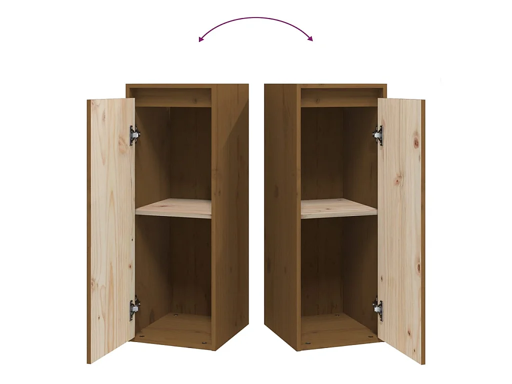 Armario de pared 2 uds madera de pino marrón miel 30x30x80 cm