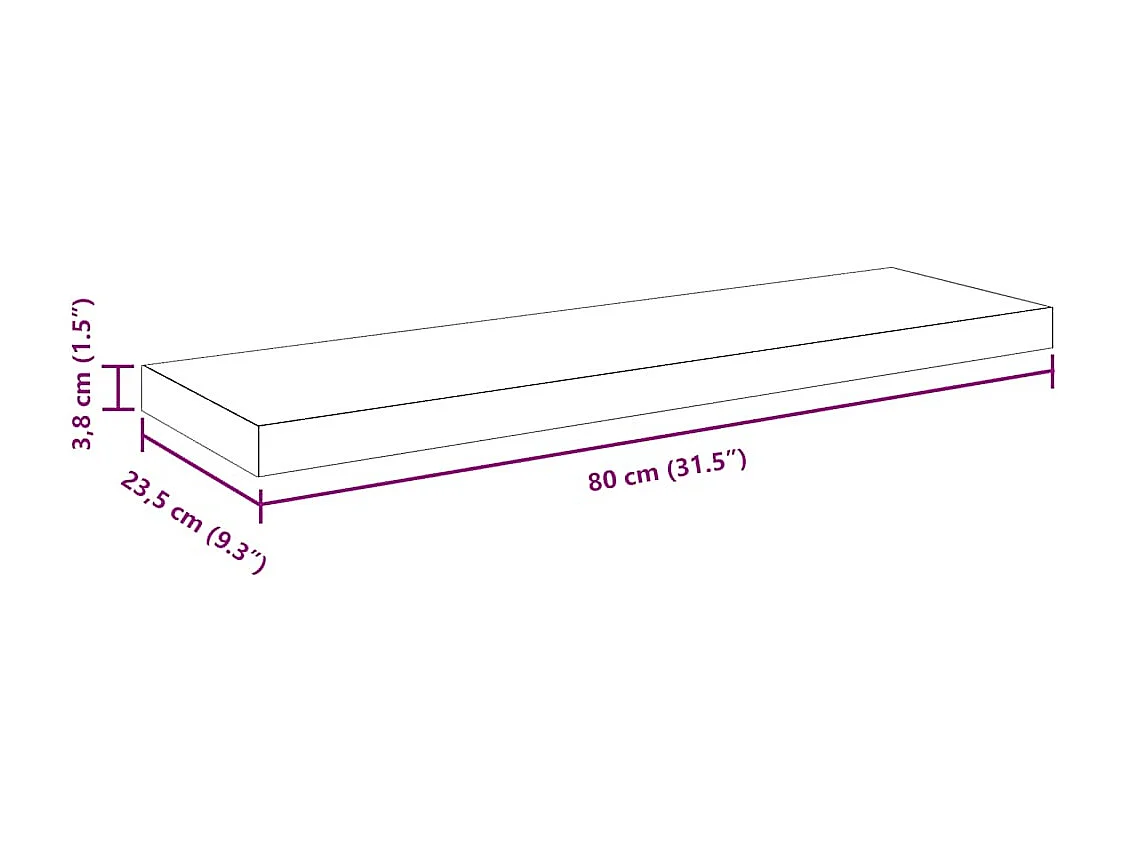 Wandschap zwevend 80x23,5x3,8 cm MDF zwart
