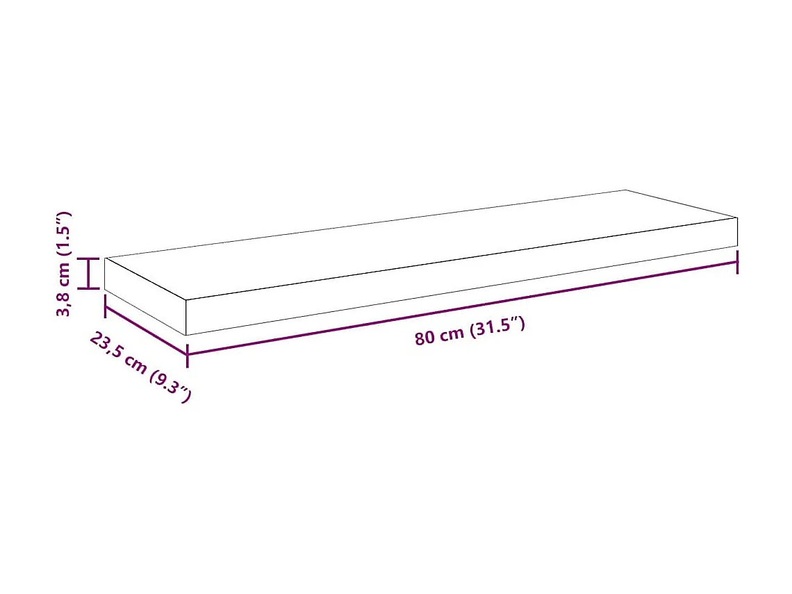 Étagère flottante murale noir 80x23,5x3,8 cm MDF