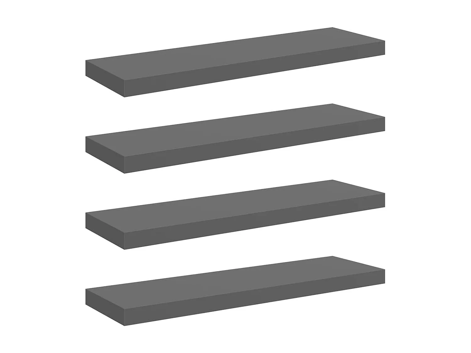 Étagère murale flottante 4 pcs Gris brillant 80x23,5x3,8 cm MDF