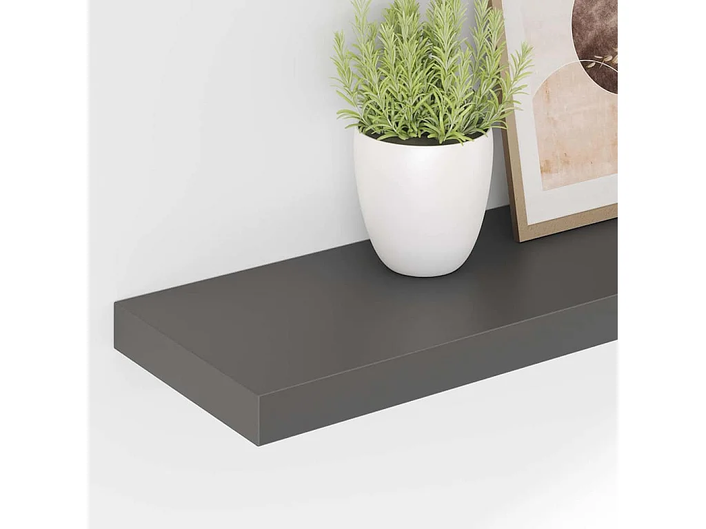 Étagère murale flottante 4 pcs Gris brillant 80x23,5x3,8 cm MDF