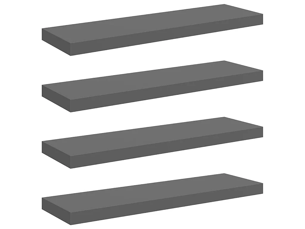 Scaffali a Parete 4 pz Grigio Lucido 80x23,5x3,8 cm in MDF