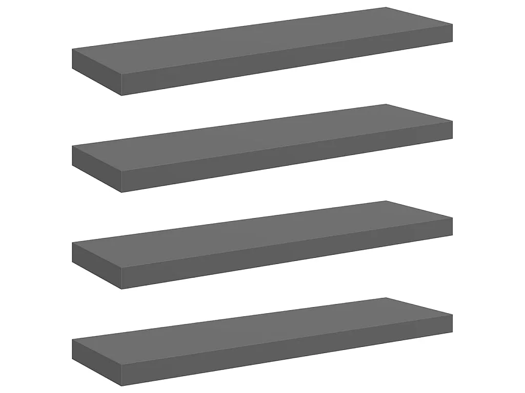 Wandschappen zwevend 4 st 80x23,5x3,8 cm MDF hoogglans grijs