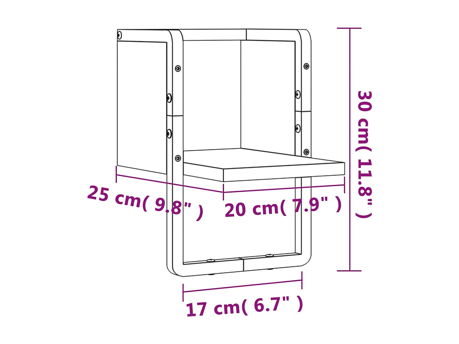 Wandregal mit Stange Braun Eichen-Optik 20x25x30 cm