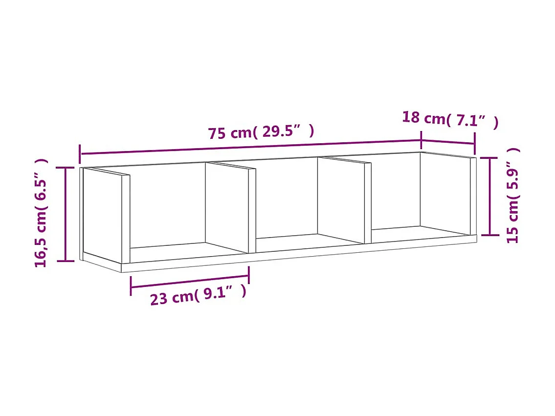 Wandschrank Braun Eichen-Optik 75x18x16,5 cm Holzwerkstoff