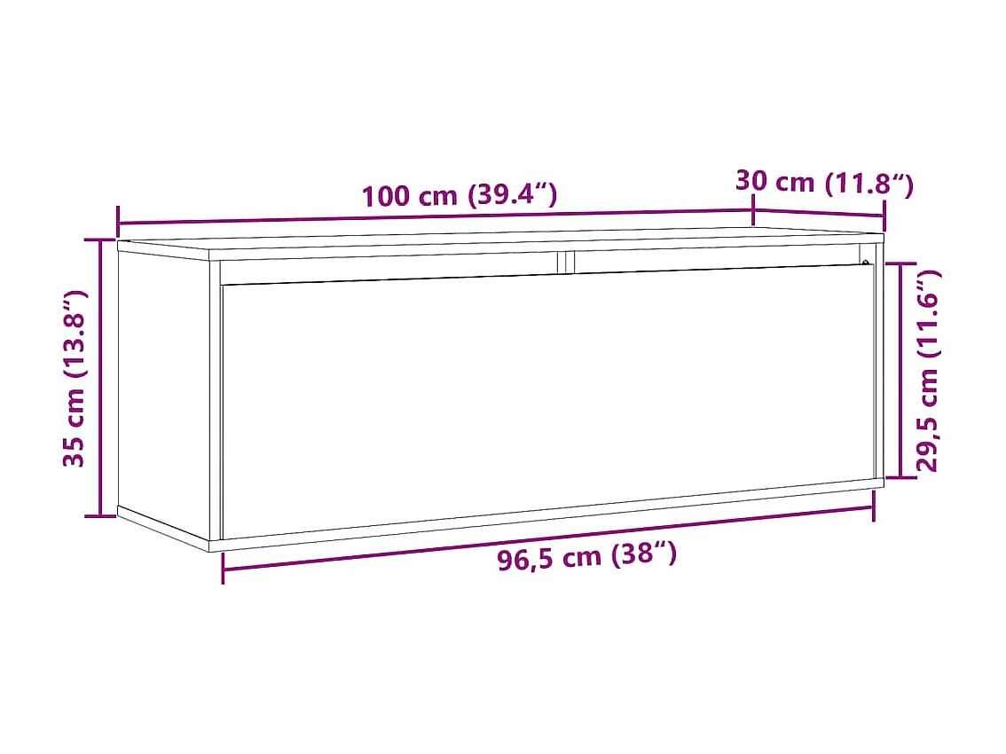 Armoire murale Blanc 100x30x35 cm Bois de pin massif
