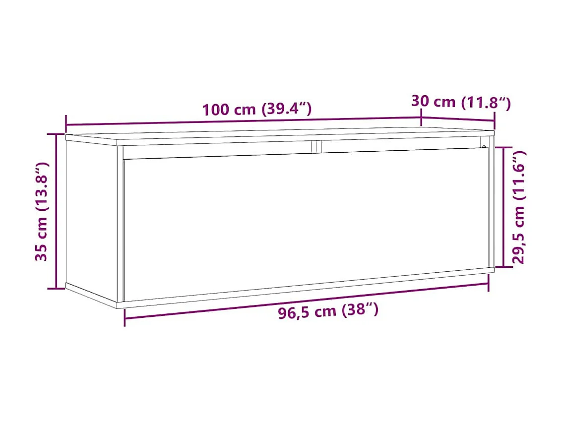 Wandschrank Weiß 100x30x35 cm Massivholz Kiefer