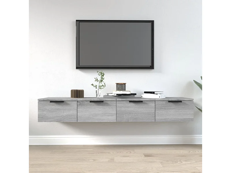 Armário parede 2pcs 68x30x20cm derivados madeira cinza sonoma