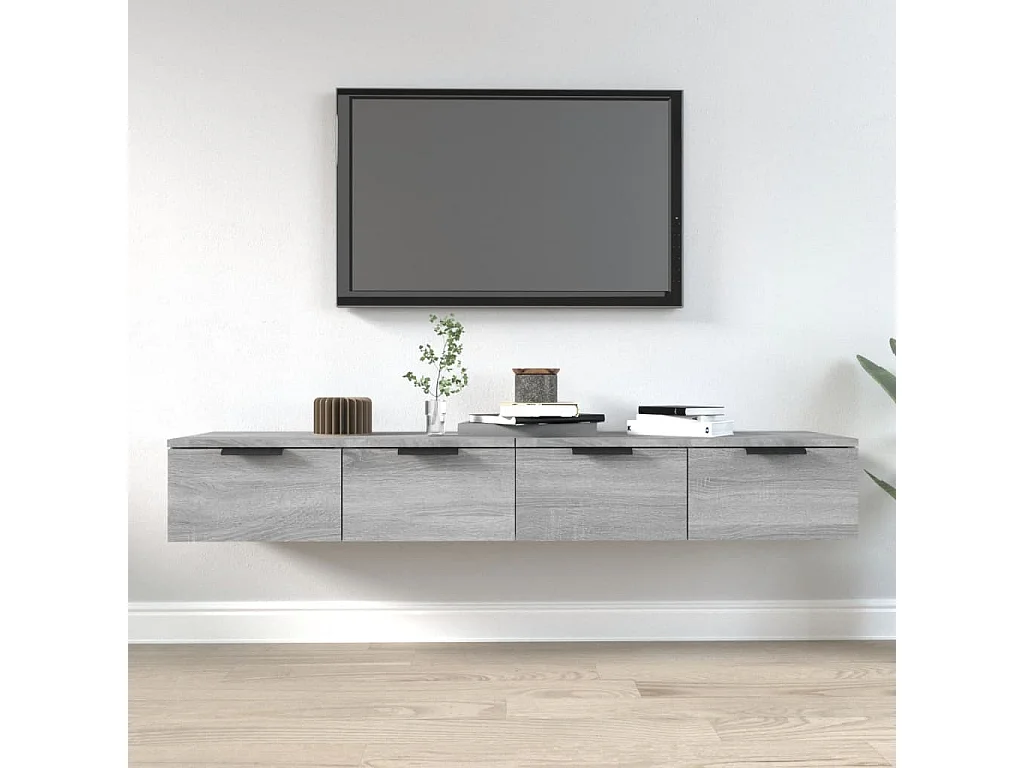 Wandkasten 2 st 68x30x20 cm bewerkt hout grijs sonoma eiken
