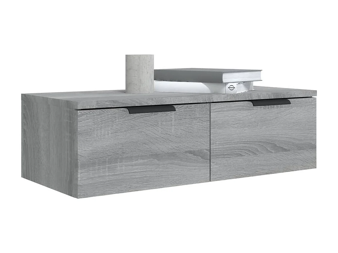 Wandkasten 2 st 68x30x20 cm bewerkt hout grijs sonoma eiken