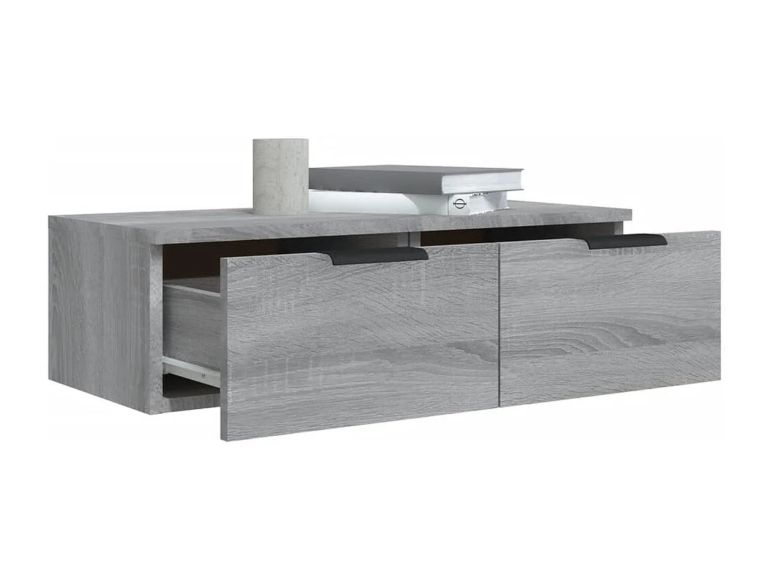 Wandkasten 2 st 68x30x20 cm bewerkt hout grijs sonoma eiken
