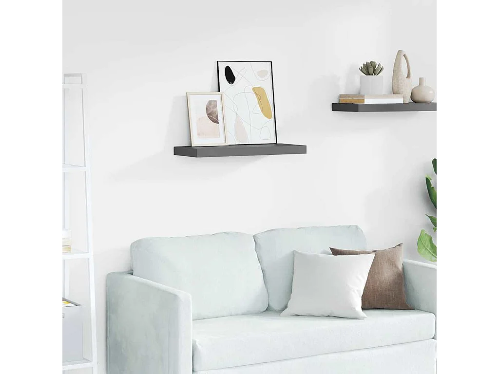 Étagère murale flottante Gris brillant 60x23,5x3,8 cm MDF