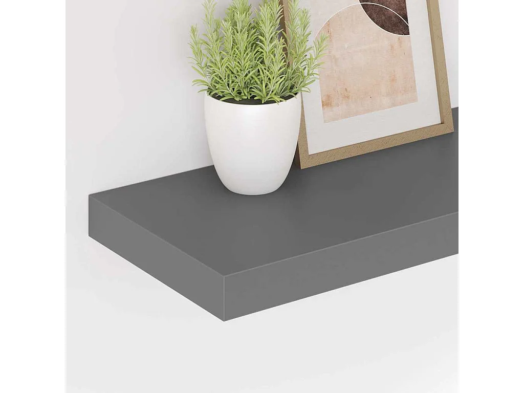 Étagère murale flottante Gris brillant 60x23,5x3,8 cm MDF