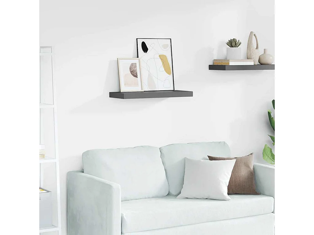 Étagère murale flottante Gris brillant 60x23,5x3,8 cm MDF
