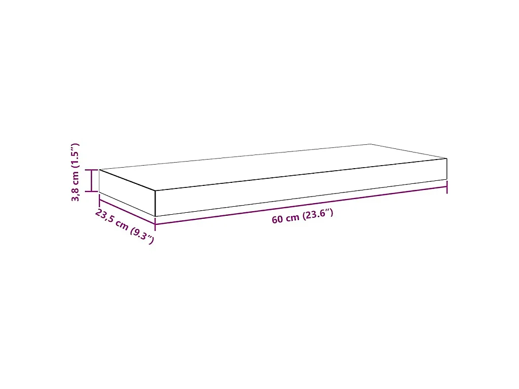 Étagère murale flottante Gris brillant 60x23,5x3,8 cm MDF