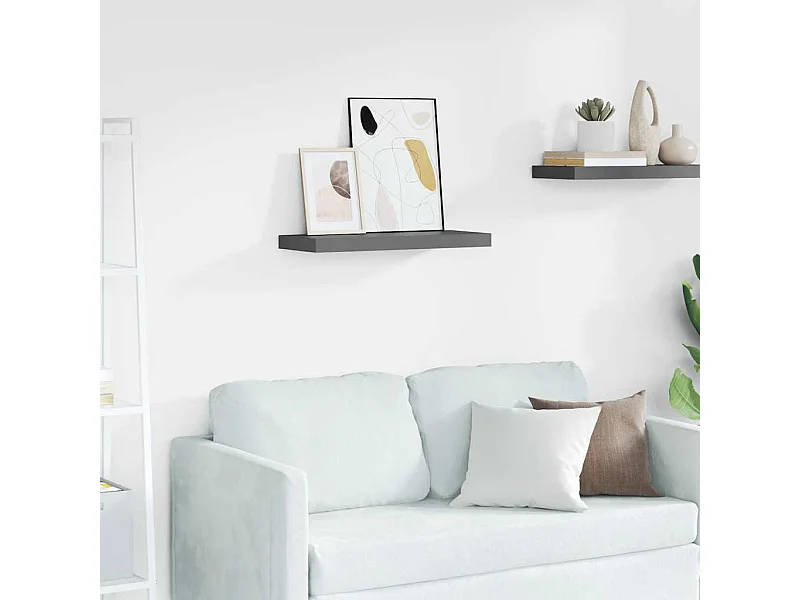 Étagère murale flottante Gris brillant 60x23,5x3,8 cm MDF