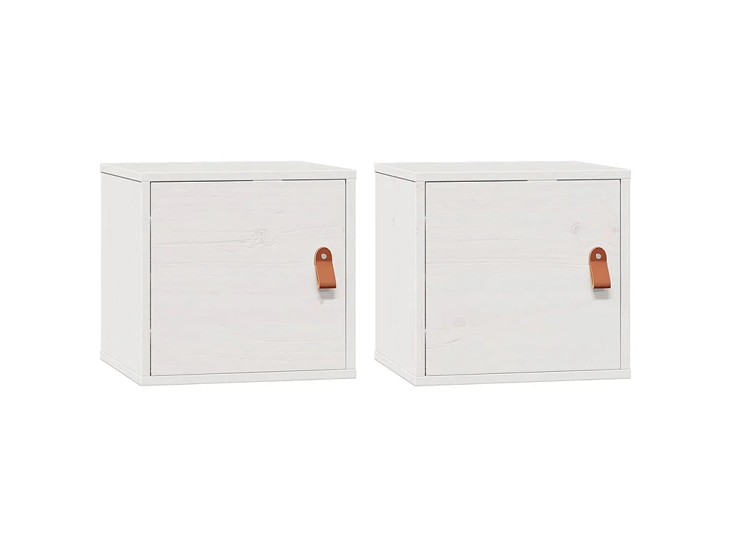 Wandkasten 2 st 31,5x30x30 cm massief grenenhout wit