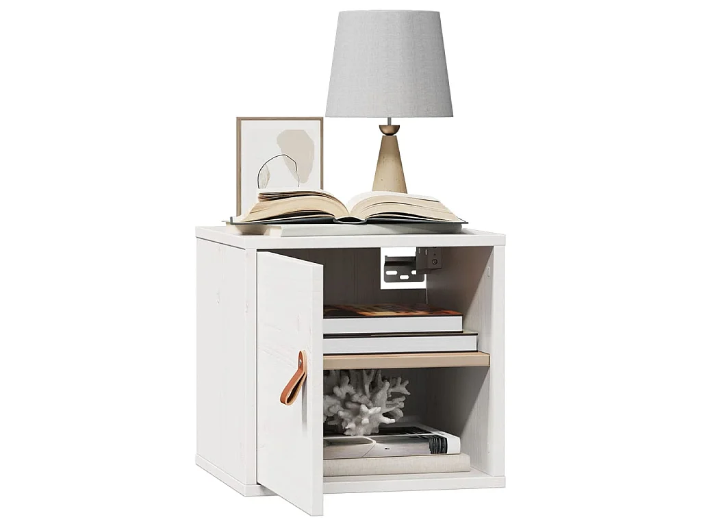 Wandkasten 2 st 31,5x30x30 cm massief grenenhout wit